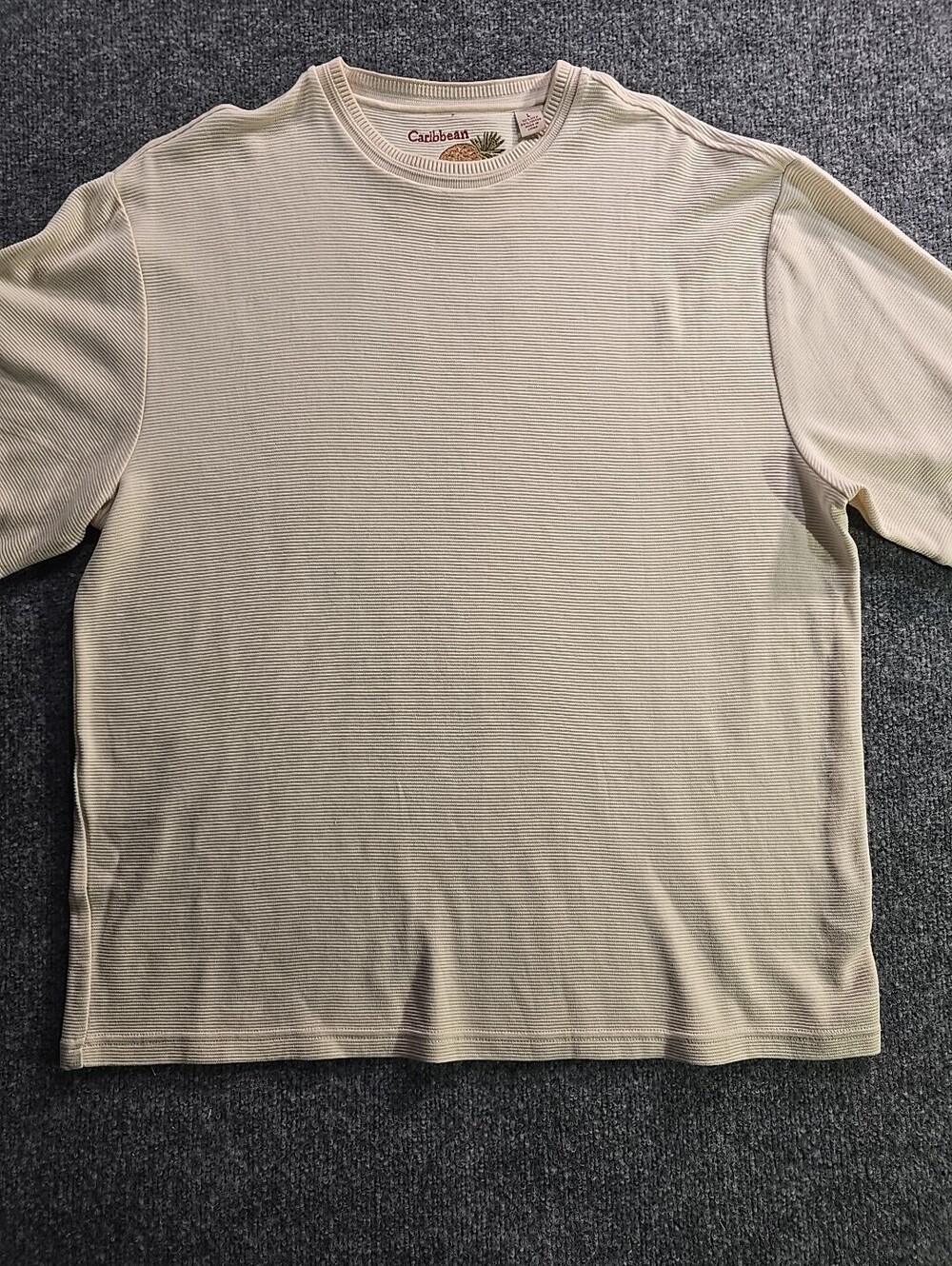 Caribbean Mens Sz Large Tan Silk Cotton Short Sleeve T Shirt Top Summer Beach